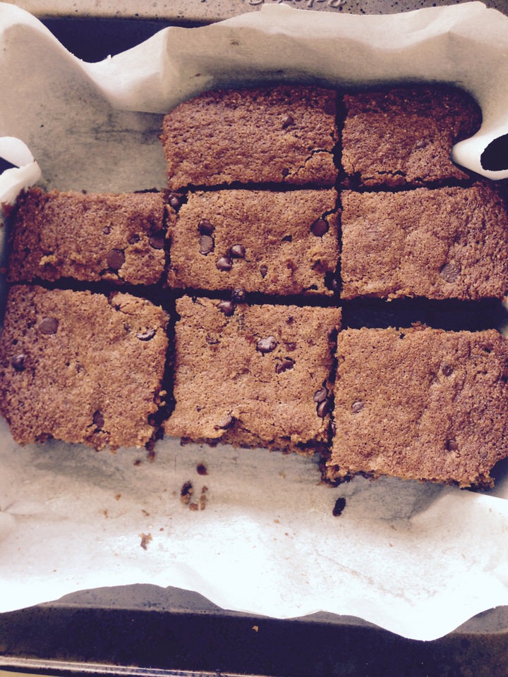 A Pan of Tigernut Flour Chocolate Chip Squares