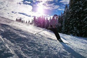 Skiing is a great way to exercise in the winter. 