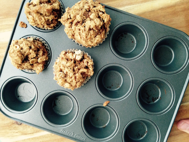 These Mini Gluten-Free Banana Muffins are so good they won't last long, like this photo of missing muffins in the muffin pan. 